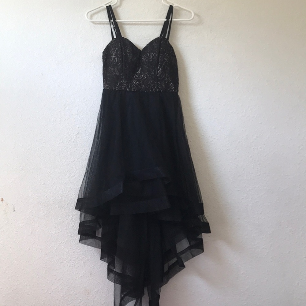 Black and Nude High/Low Dress